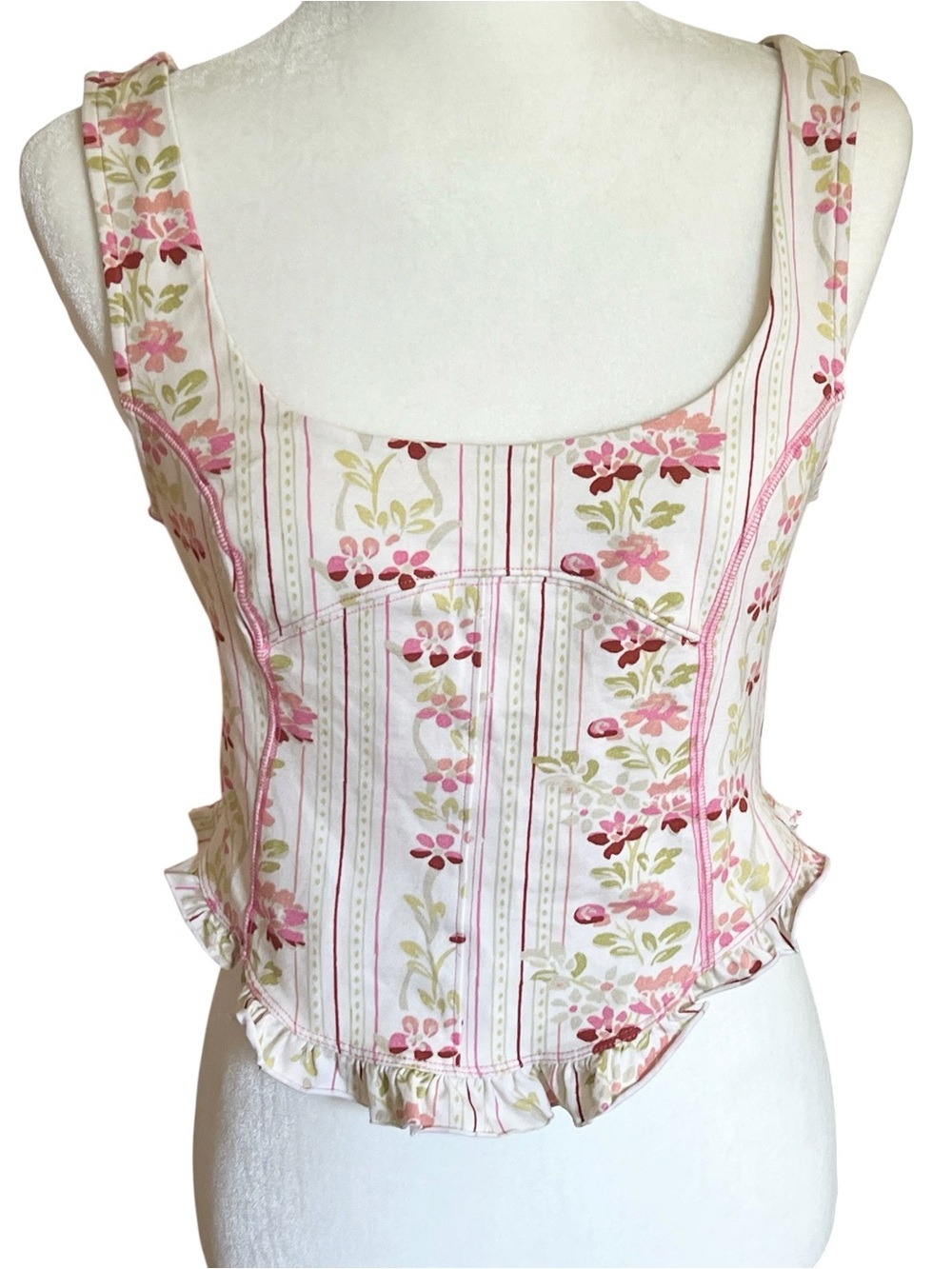 Free People Floral Stripe Corset Style Top